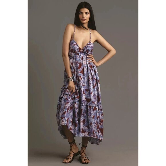 Anthropologie Dresses & Skirts - Anthropologie S Halter Dress Ruffle NWOT Lined RGG10693 Maxi $228 v-neck